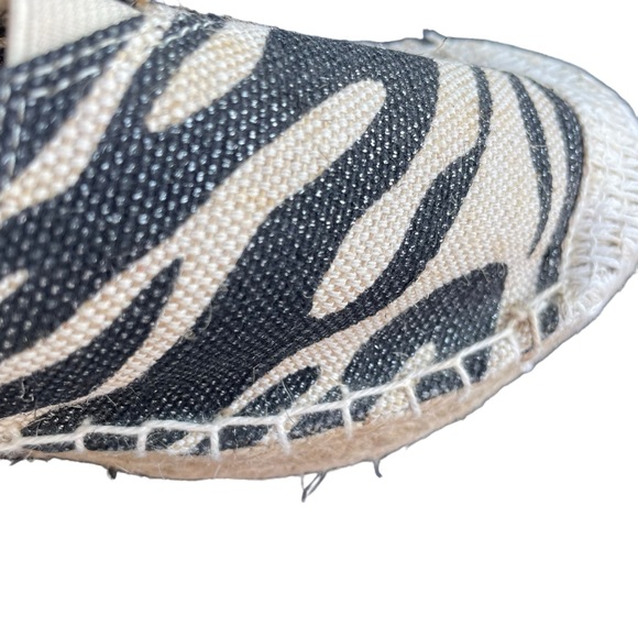 Dirty Laundry Linen Platform Espadrilles Zebra Print Black Tan Size 7 - Picture 11 of 11